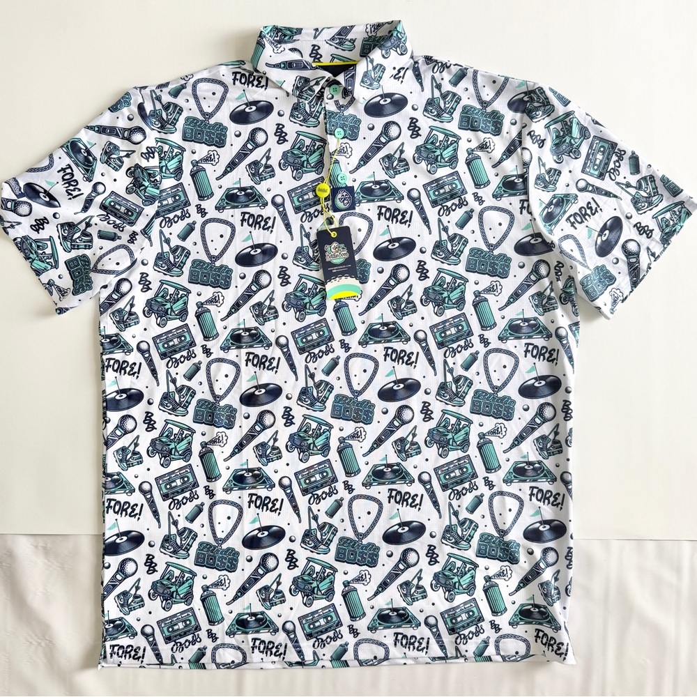 Birdie Boss Straight Outta Bounds Performance Polo Cyan NWT Men's XXL